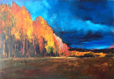 Painting titled "Autumn Light Landsc…" by Lena Ru, Original Artwork, Acrylic