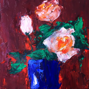 Painting titled "Just Roses" by Lena Ru, Original Artwork, Oil