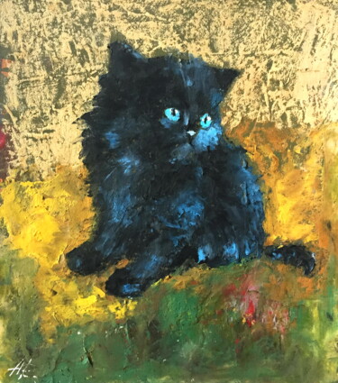 Desenho intitulada "Kitten,Cats,Animals…" por Lena Ru, Obras de arte originais, Pastel