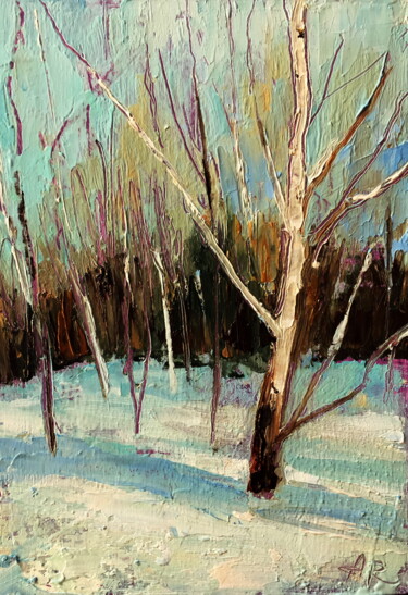 Painting titled "Winter Solace" by Lena Ru, Original Artwork, Oil