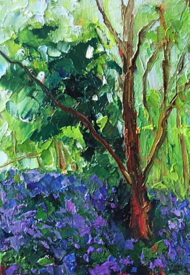 Malerei mit dem Titel "Spring In Norsey Wo…" von Lena Ru, Original-Kunstwerk, Öl