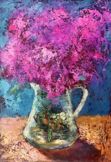 Drawing titled "Lovely Lilac" by Lena Ru, Original Artwork, Pastel