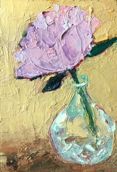 Malerei mit dem Titel "Pink Peony" von Lena Ru, Original-Kunstwerk, Öl