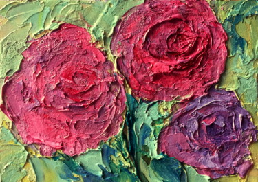 Painting titled "Roses Cold Wax Oil…" by Lena Ru, Original Artwork, Oil