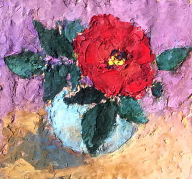 Drawing titled "Little Rose" by Lena Ru, Original Artwork, Pastel