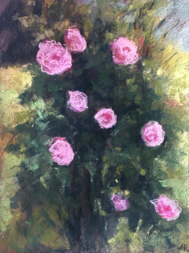 Zeichnungen mit dem Titel "Roses In Bloom 2" von Lena Ru, Original-Kunstwerk, Pastell
