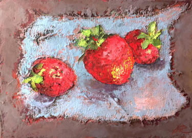 Drawing titled "Strawberries" by Lena Ru, Original Artwork, Pastel