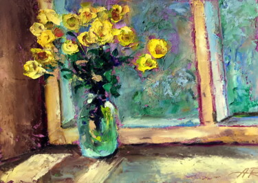 Drawing titled "Bouquet Of Yellow F…" by Lena Ru, Original Artwork, Pastel