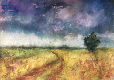 Dessin intitulée "The Storm Looms" par Lena Ru, Œuvre d'art originale, Pastel
