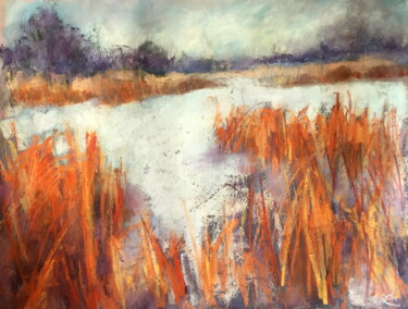 Рисунок под названием "Midwinter Landscape…" - Lena Ru, Подлинное произведение искусства, Пастель