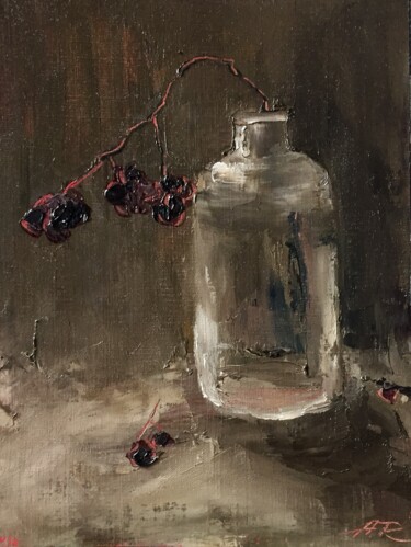 Pintura titulada "Winter Berries Oil…" por Lena Ru, Obra de arte original, Oleo