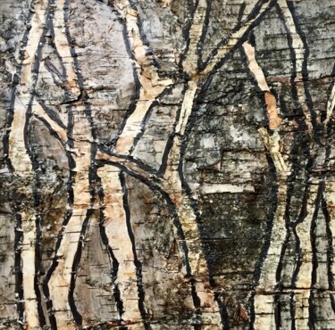 Collages intitolato "Silver Birch Trees" da Lena Ru, Opera d'arte originale, Collages