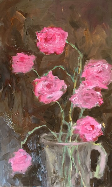 Painting titled "Blooming Pink" by Lena Ru, Original Artwork, Oil