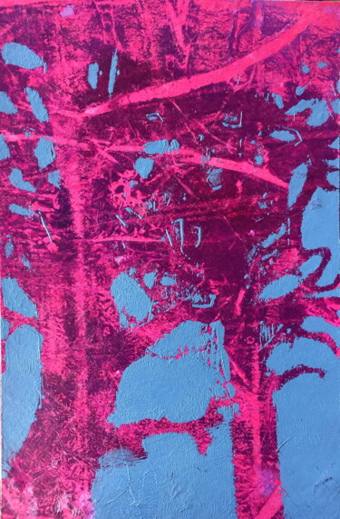 Ζωγραφική με τίτλο "Purple Silhouette 1…" από Lena Ru, Αυθεντικά έργα τέχνης, Ακρυλικό