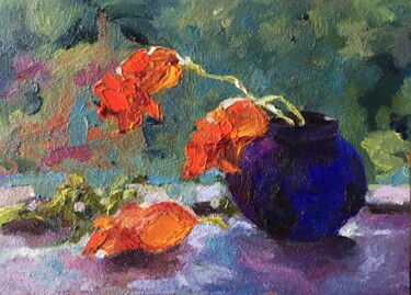 Painting titled "Still Life With  Or…" by Lena Ru, Original Artwork, Oil