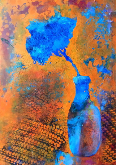 Malerei mit dem Titel "Blue hydrangea Flor…" von Lena Ru, Original-Kunstwerk, Acryl