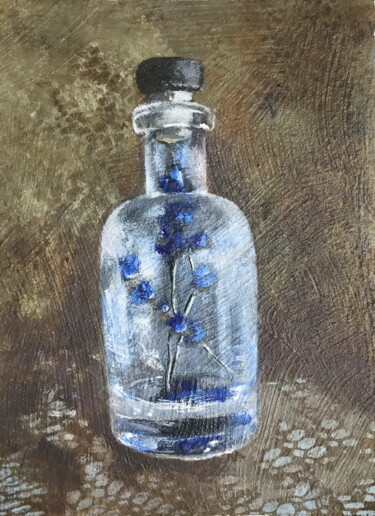 Painting titled "Flowers In Glass Bo…" by Lena Ru, Original Artwork, Acrylic
