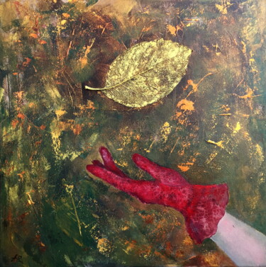 Картина под названием "Red & Gold" - Lena Ru, Подлинное произведение искусства, Акрил