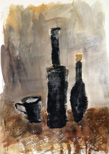 Рисунок под названием "Still Life With  Bo…" - Lena Ru, Подлинное произведение искусства, Древесный уголь
