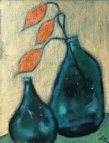 Painting titled "Glass Vases Still L…" by Lena Ru, Original Artwork, Acrylic