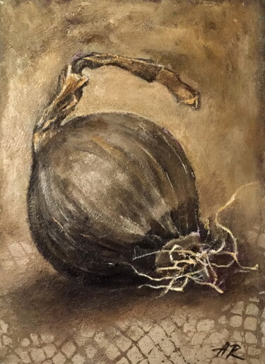 Painting titled "Onion Still Life Pa…" by Lena Ru, Original Artwork, Acrylic