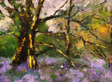 Pittura intitolato "Woodland Oil Painti…" da Lena Ru, Opera d'arte originale, Olio