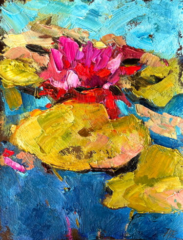 Painting titled "Pond  Lily Oil Pain…" by Lena Ru, Original Artwork, Oil