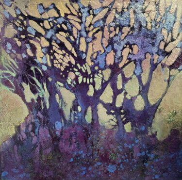 Peinture intitulée "Psychedelic Trees A…" par Lena Ru, Œuvre d'art originale, Acrylique