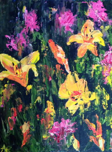 Painting titled "Lillies from mum's…" by Lena Ru, Original Artwork