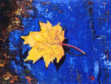 Pintura titulada "Floating leaf" por Lena Ru, Obra de arte original, Acrílico