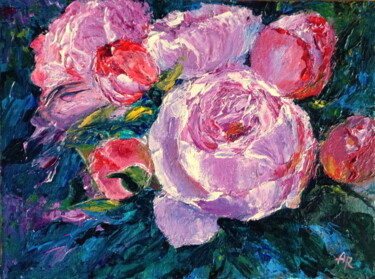 Malerei mit dem Titel "Roses in bloom" von Lena Ru, Original-Kunstwerk