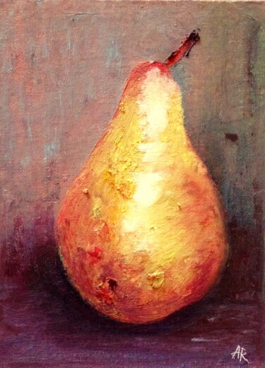 Pintura titulada "Golden pear" por Lena Ru, Obra de arte original, Oleo