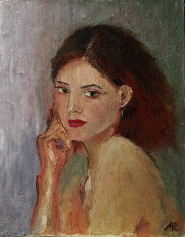 Malerei mit dem Titel "Portrait of a young…" von Lena Ru, Original-Kunstwerk