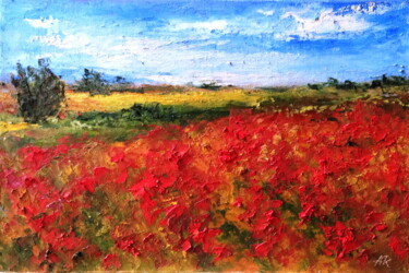 Painting titled "Poppies in the wild" by Lena Ru, Original Artwork