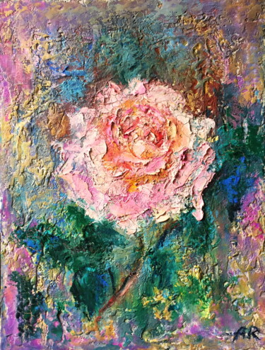 Painting titled "English rose" by Lena Ru, Original Artwork, Oil