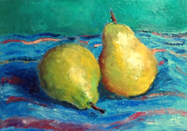 Painting titled "Pears still life" by Lena Ru, Original Artwork