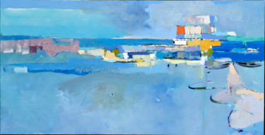 「Утро море」というタイトルの絵画 Еlena Shraibmanによって, オリジナルのアートワーク, オイル ウッドストレッチャーフレームにマウント