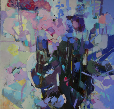 Pintura titulada "Абстракт фуксия" por Elena Shraibman, Obra de arte original, Oleo Montado en Bastidor de camilla de madera