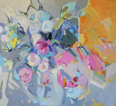 Peinture intitulée "Цвет через стекло" par Elena Shraibman, Œuvre d'art originale, Huile Monté sur Châssis en bois