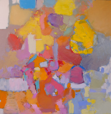 Картина под названием "Abstract pink" - Еlena Shraibman, Подлинное произведение искусства, Масло Установлен на Деревянная ра…