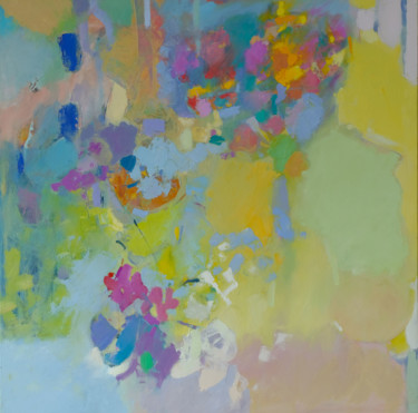 Картина под названием "Light Flowers on a…" - Еlena Shraibman, Подлинное произведение искусства, Масло Установлен на Деревян…