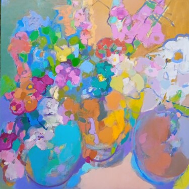 Pintura intitulada "Sunny Side. Flowers" por Elena Shraibman, Obras de arte originais, Óleo