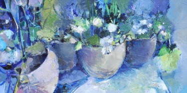 Painting titled "evening-flowers-oil…" by Elena Shraibman, Original Artwork