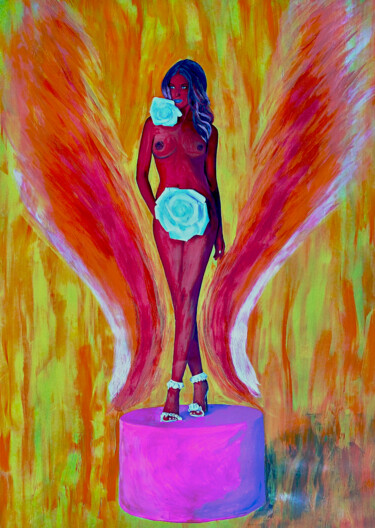 Pintura titulada "Oumuamua Girl No 4" por Lena Snow, Obra de arte original, Acrílico