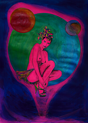 Painting titled "Orion Girl No 3 - A…" by Lena Snow, Original Artwork, Acrylic