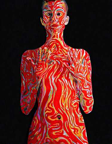 Malerei mit dem Titel "Amaterasu" von Lena Snow, Original-Kunstwerk, Acryl