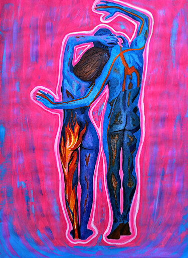 Painting titled "Cliodhna and Ciabhan" by Lena Snow, Original Artwork, Acrylic