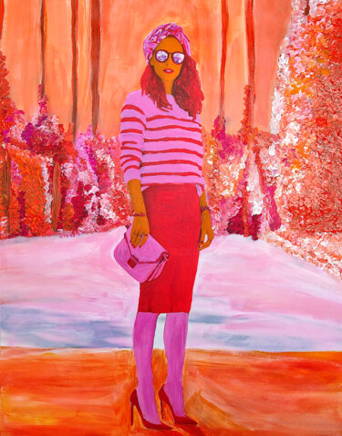Malerei mit dem Titel "Orange Sunrise" von Lena Snow, Original-Kunstwerk, Acryl