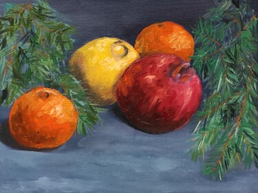 Ζωγραφική με τίτλο "Winters fruits" από Elena Соловьева, Αυθεντικά έργα τέχνης, Λάδι Τοποθετήθηκε στο Ξύλινο πάνελ