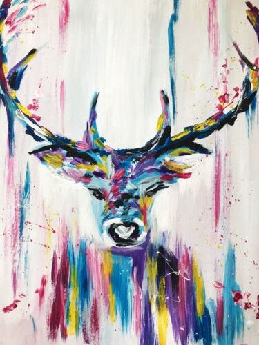 Malerei mit dem Titel "Forest deer" von Lena Stiopkina, Original-Kunstwerk, Acryl